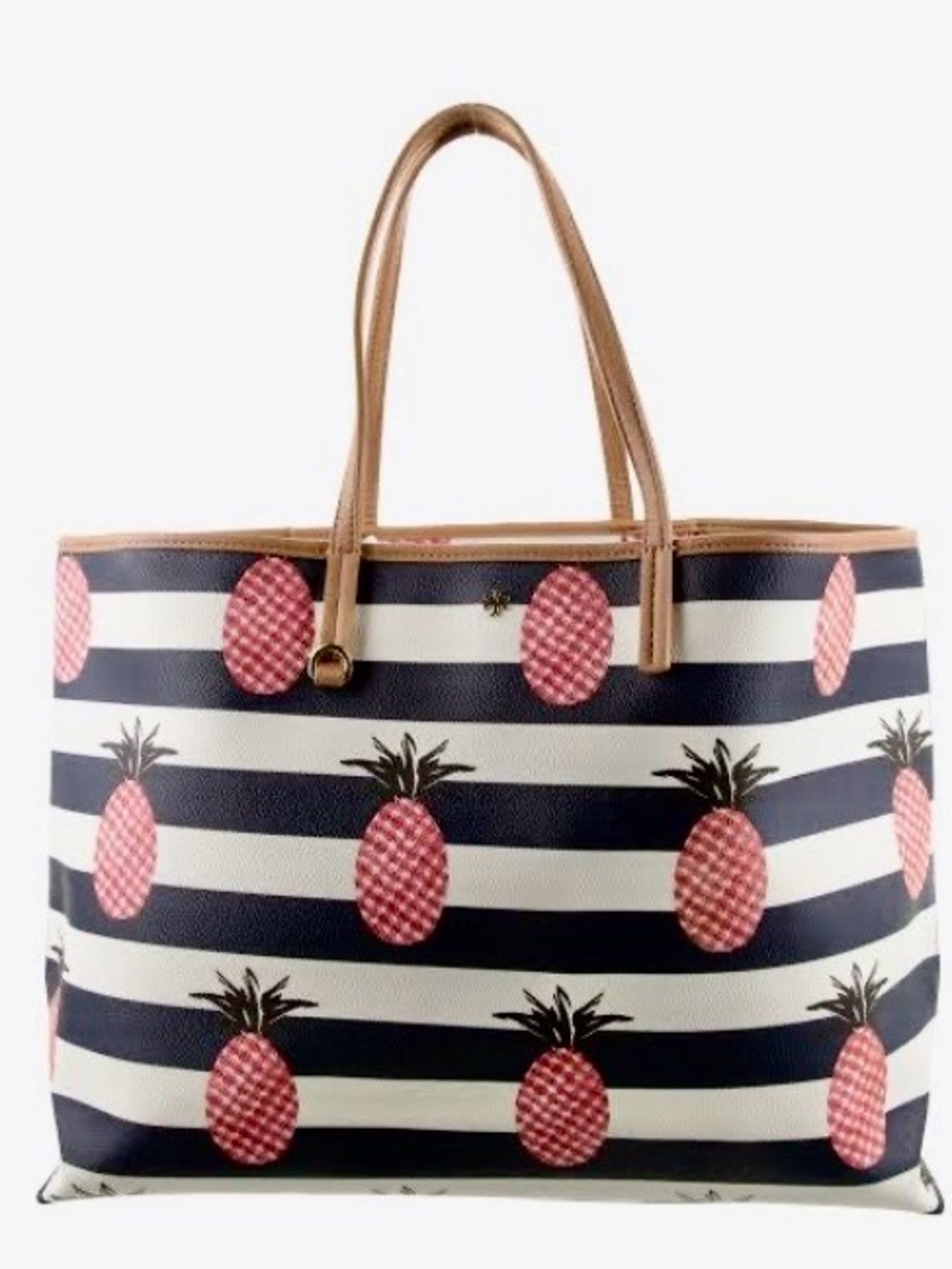 Tory Burch Kerrington Striped Pink Pineapple Tote 2015 - like new condition - Picture 2 of 15